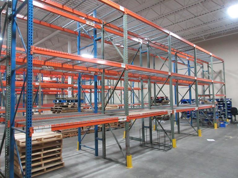 Pallet Racking - (2) Back to Back Bays: (12) 14'H x 42" Uprights, Teardrop Style, (30) 8' Shelves, Wire Decking- *NO CONTENTS*- Auction Item