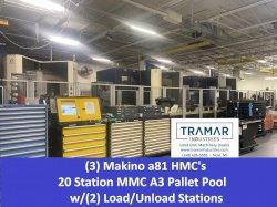 (3) Makino a81 Used CNC Horizontal Machining Centers with 20 Station MMC A3 Cell For Sale - 2003