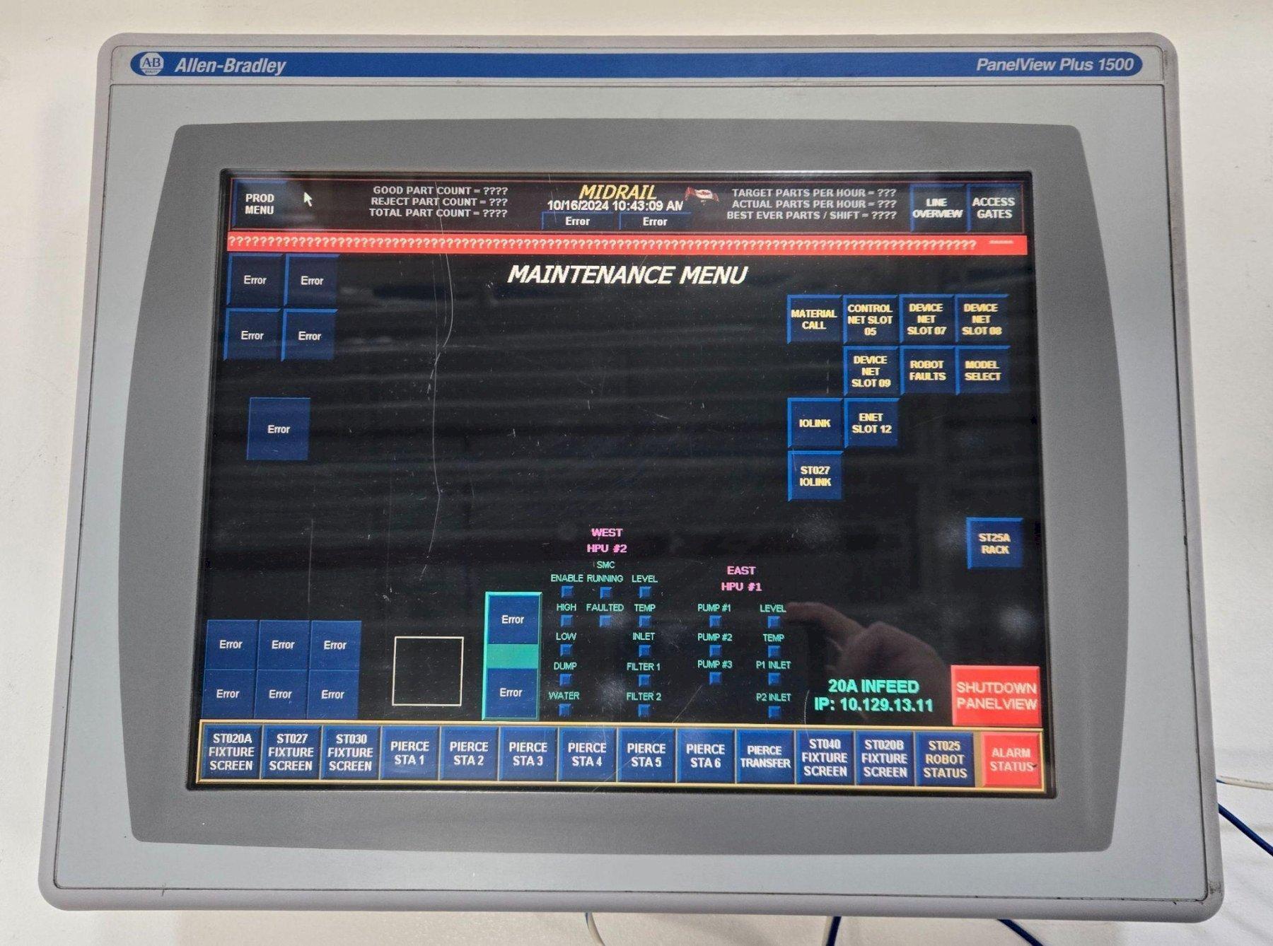 ALLEN BRADLEY 2711P-T15C4D2 PANELVIEW PLUS 1500 SER A USED