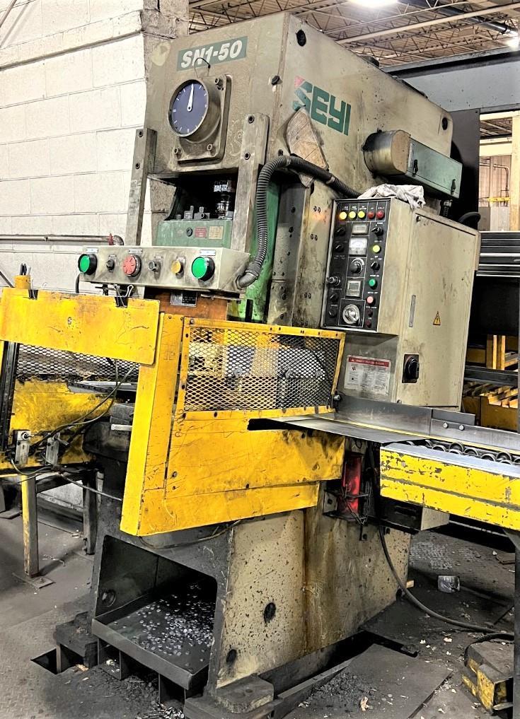 50 TON SEYI OBI PRESS, MODEL SN1-50, 4.3" STROKE, 10.6" S.H., 50 - 85 SPM, 2001