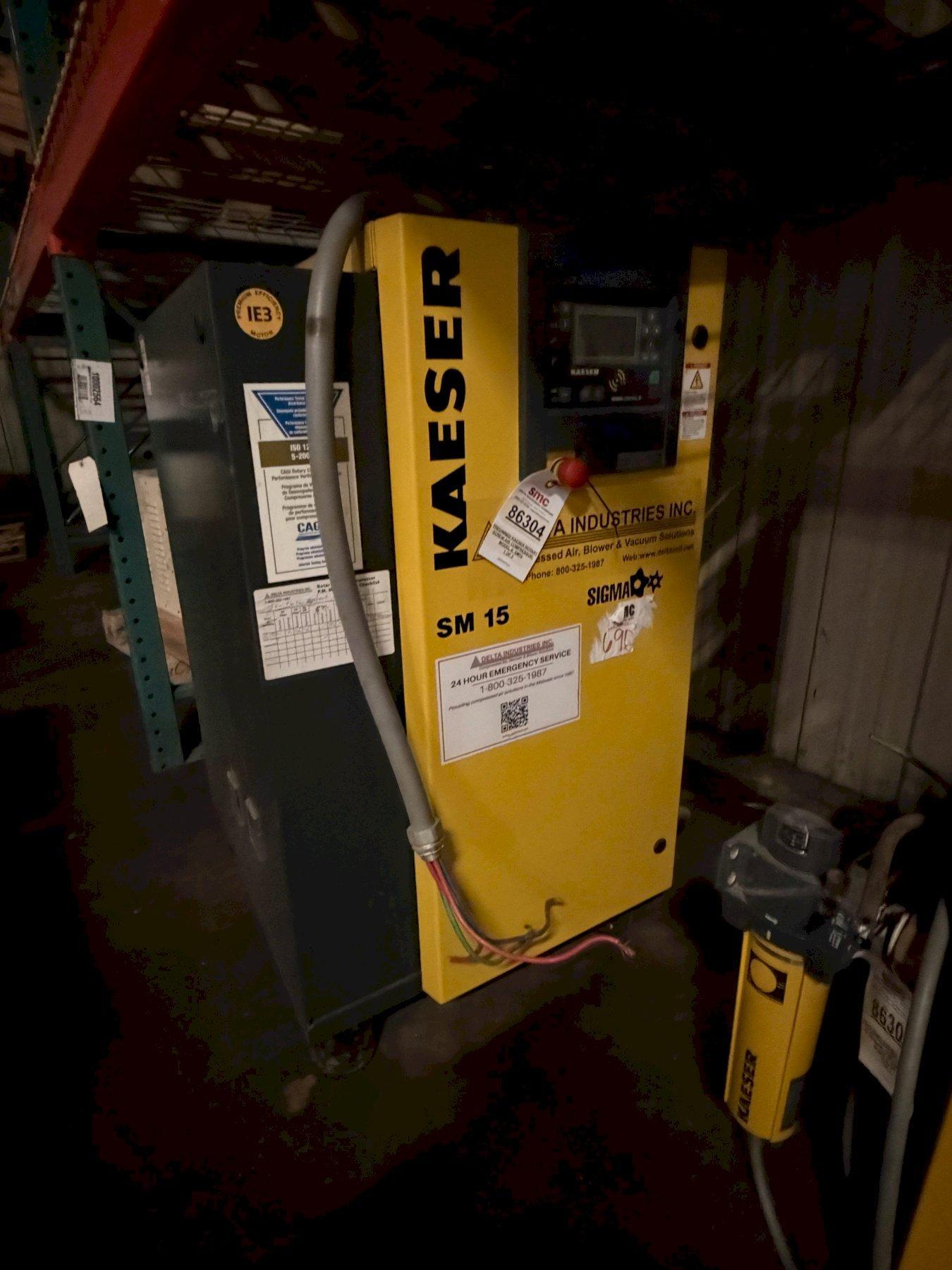 1 - PREOWNED 2022 KAESER ROTARY SCREW AIR COMPRESSOR, MODEL #: SM15