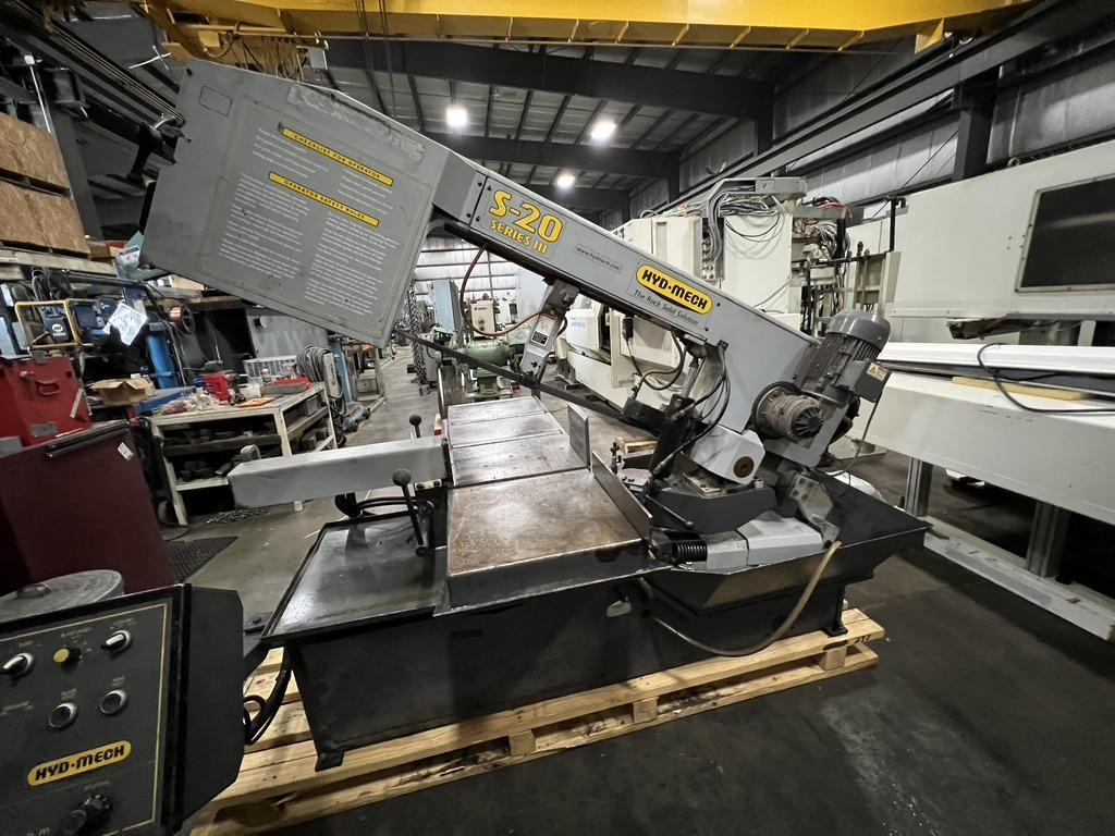 HYD-MECH S-20 SERIES III HORIZONTAL BAND SAW, 13" X 18" CAP. AT 90 DEG. MITER CUTTING, WIRED 240