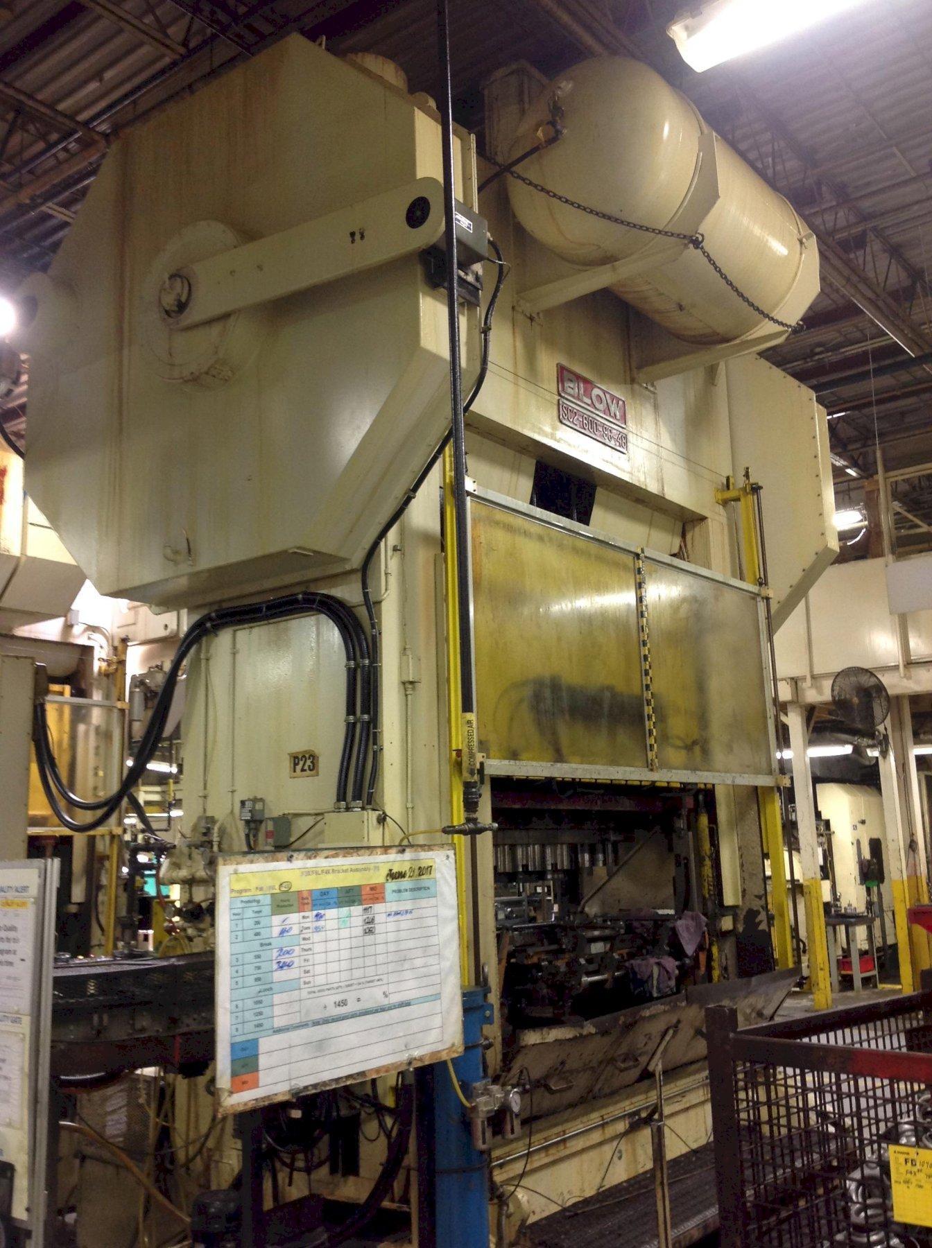 600 TON BLOW SC2-600-96-48 STRAIGHT SIDE DOUBLE CRANK (SINSGLE ACTION) PRESS
