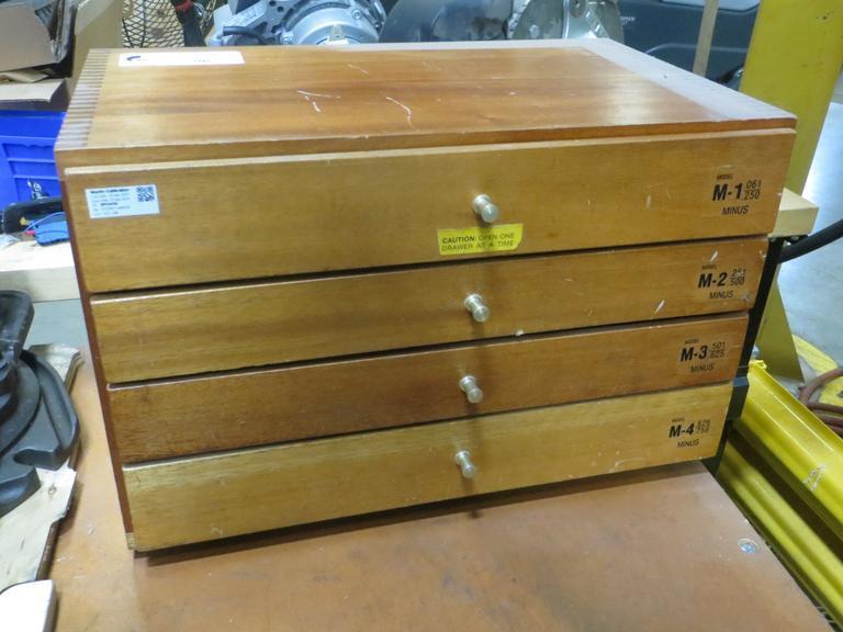 Meyer Pin Gauge Set w M-1, M2- M-3, M-4 Minus - 4 Drawer- Auction Item