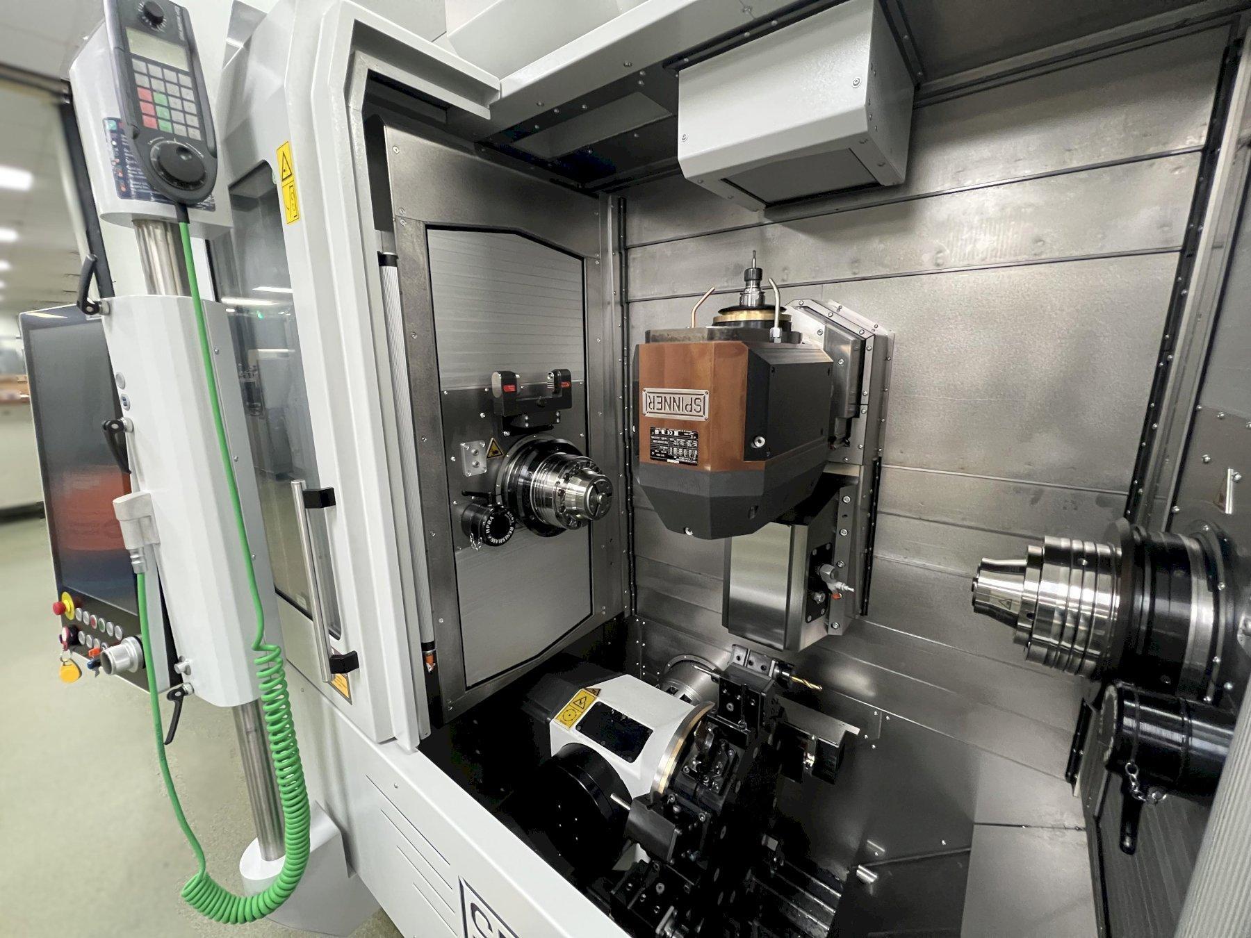SPINNER MICROTURN 52 Ultra-Precision Turn-Mill-Center, dual spindles, dual spindle, 12-station turret with live-tools, full 5-axis, with a rotating 12,000 rpm B-axis milling spindle