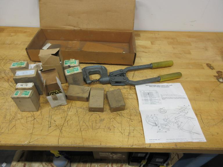 Roper Whitney Rivet Press with Boxes of Rivets, Aluminum, Steel Brass- Auction Item