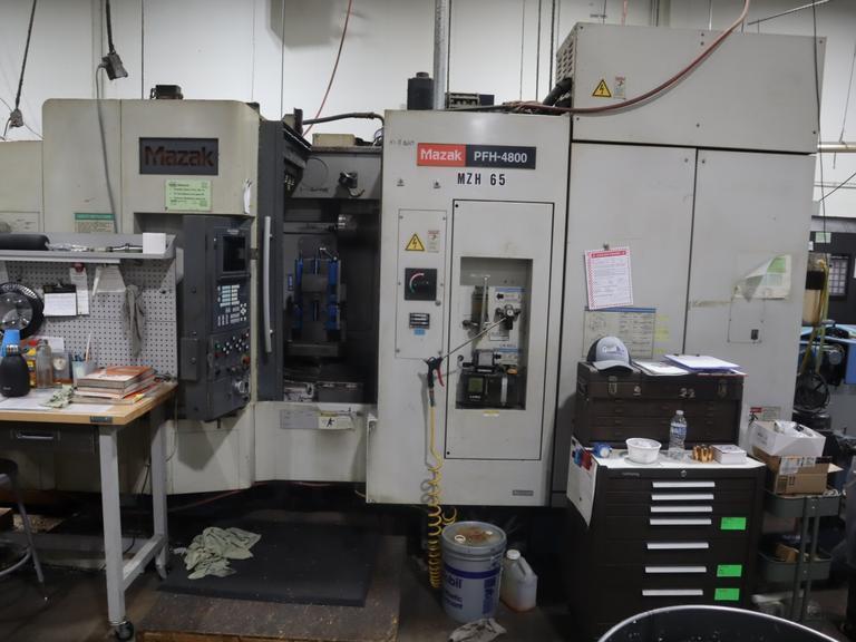 Mazak PFH-4800 CNC Horizontal Machining Center, Mazatrol 640M Control, (2) 400mm Pallets, CT40, 80 ATC,  .001 Degree Index, 2 Station Pallet Changer - NOT CURRENTLY OPERATIONAL- Auction Item