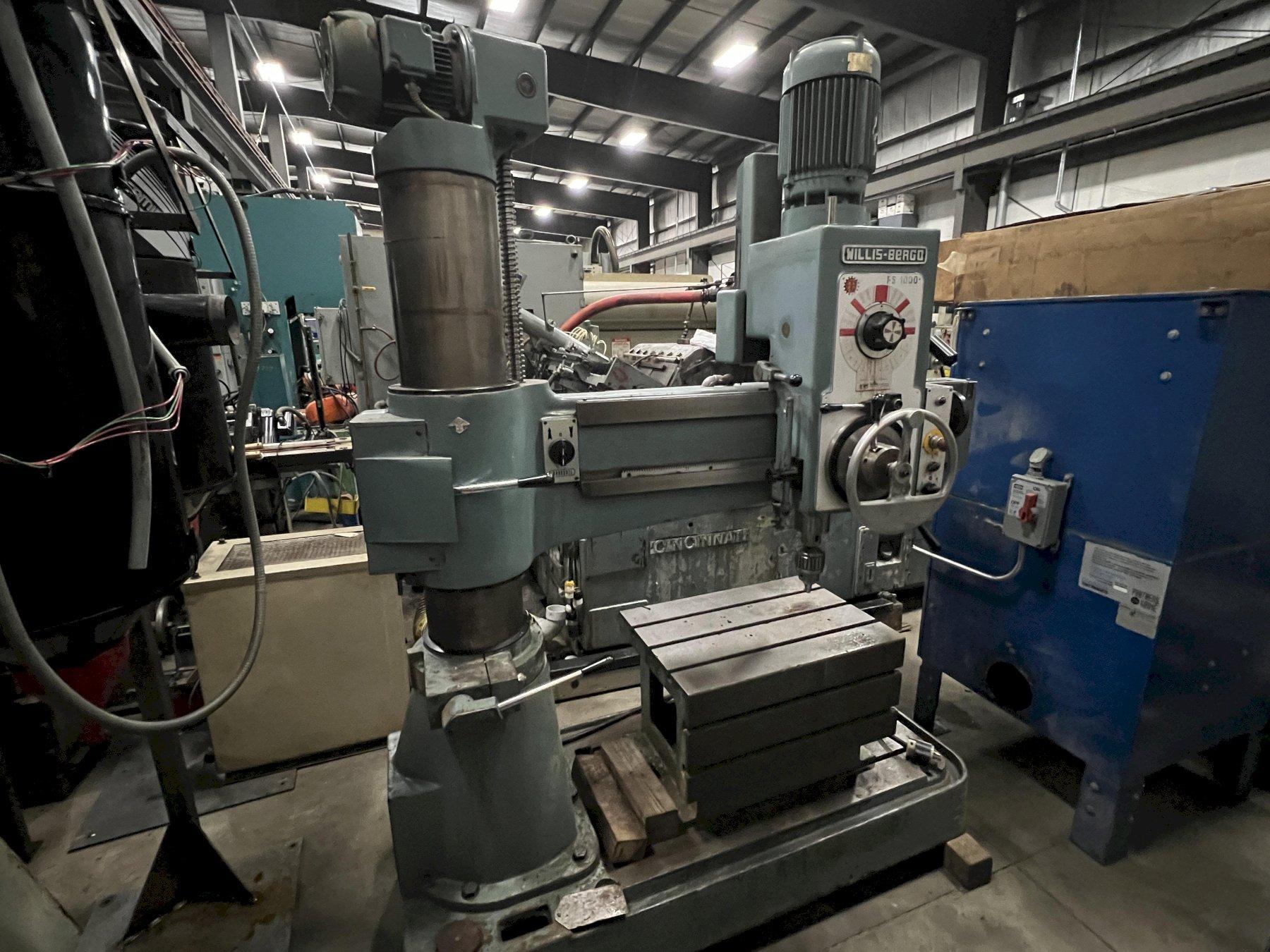 9" x 42" WILLIS-BERGO RADIAL ARM DRILL MODEL FS-1000, BOX TABLE