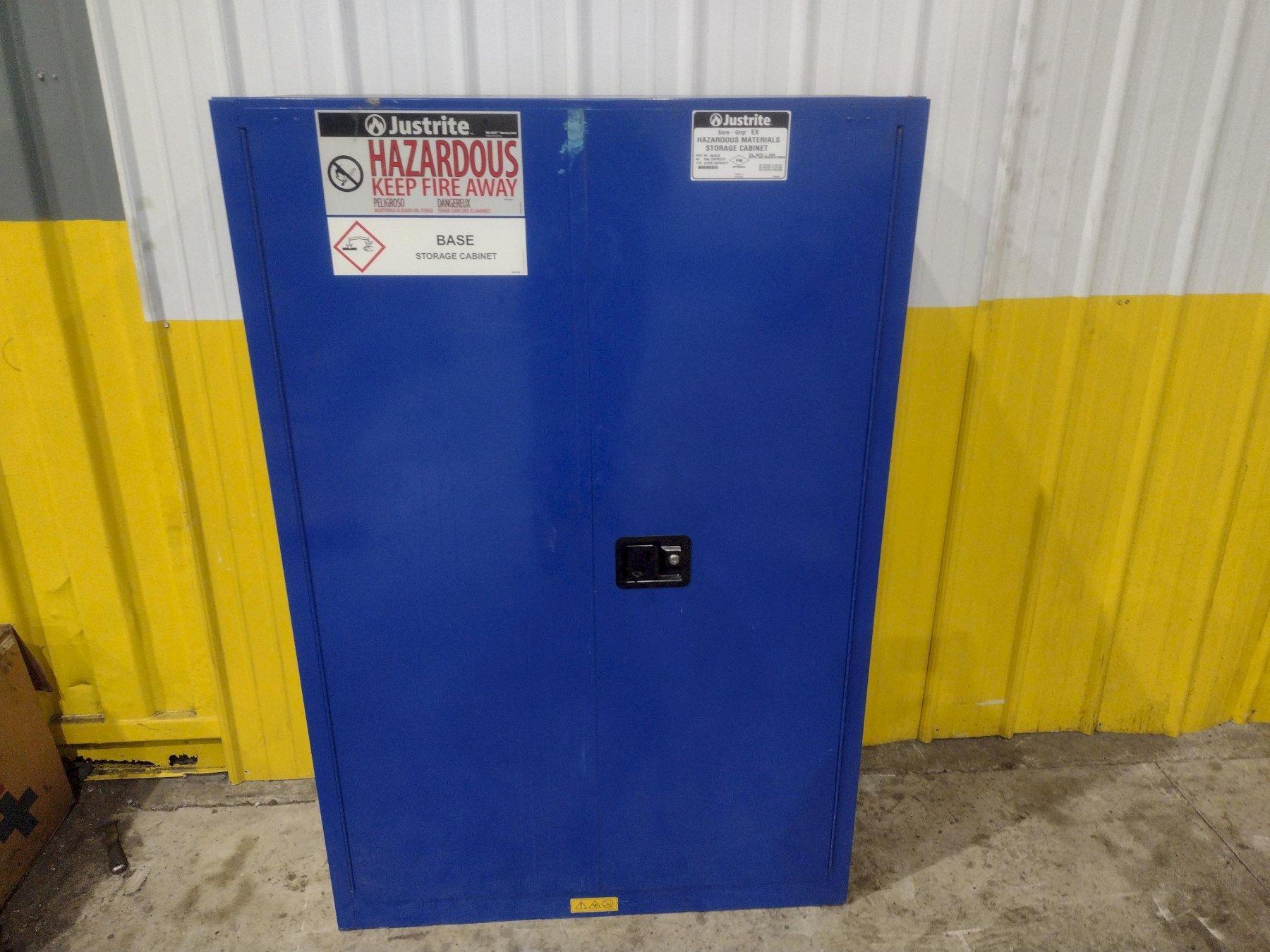 2 DOOR JUSTRITE HAZARDOUS MATERIALS STORAGE CABINET, 43” X 18” X 65” HIGH: YOBRO #24504