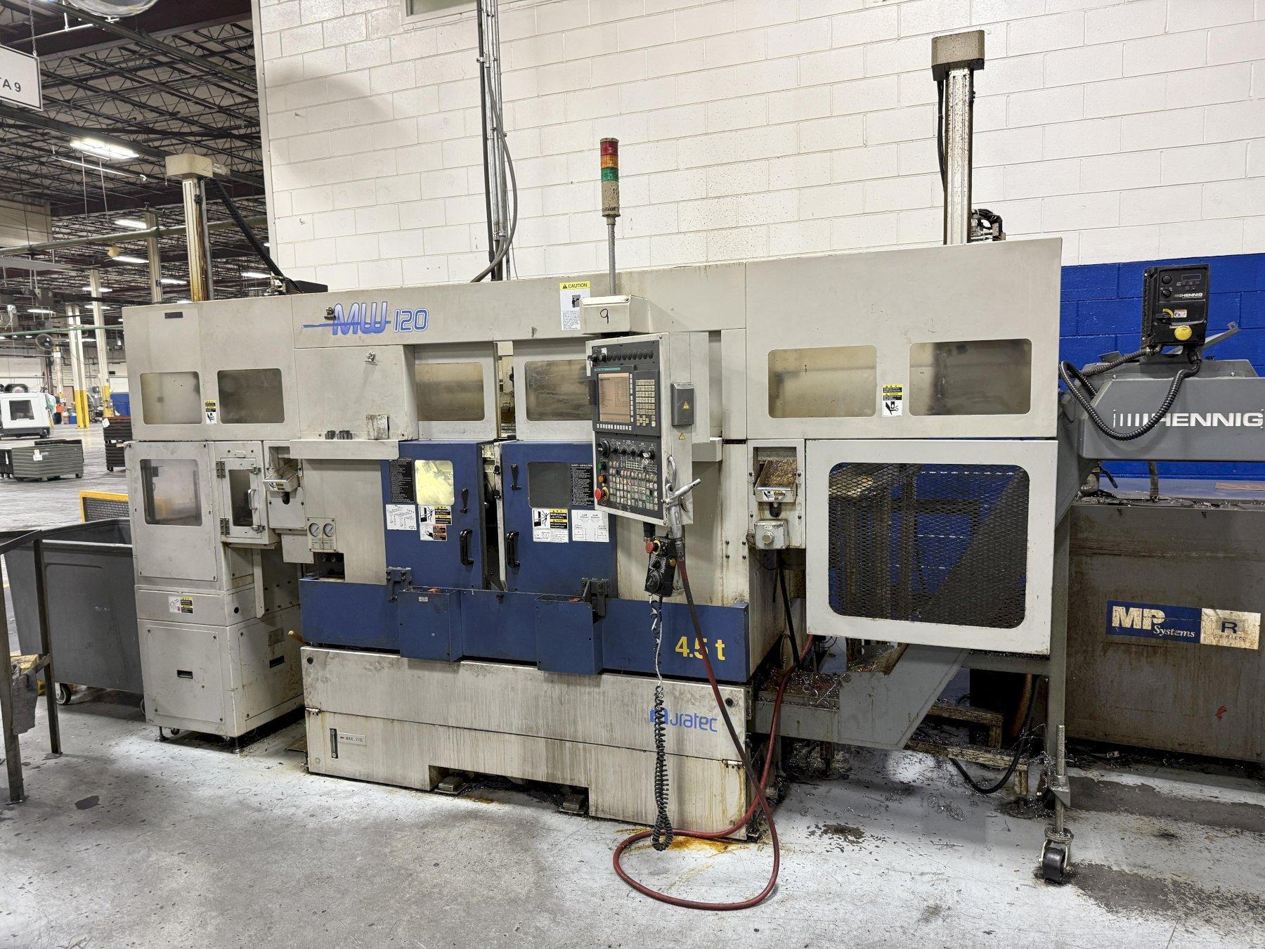 Used 2015 Murata Muratec MW120 Twin Spindle CNC Lathe w/ Dual Gantry Loader For Sale
