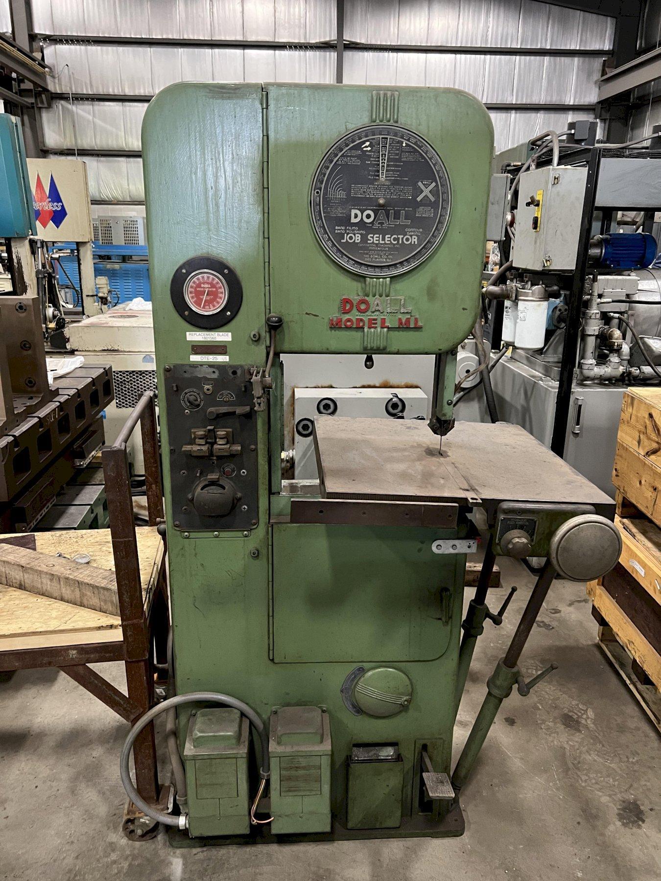16" DOALL VERTICAL BANDSAW, MODEL ML, 20" TABLE