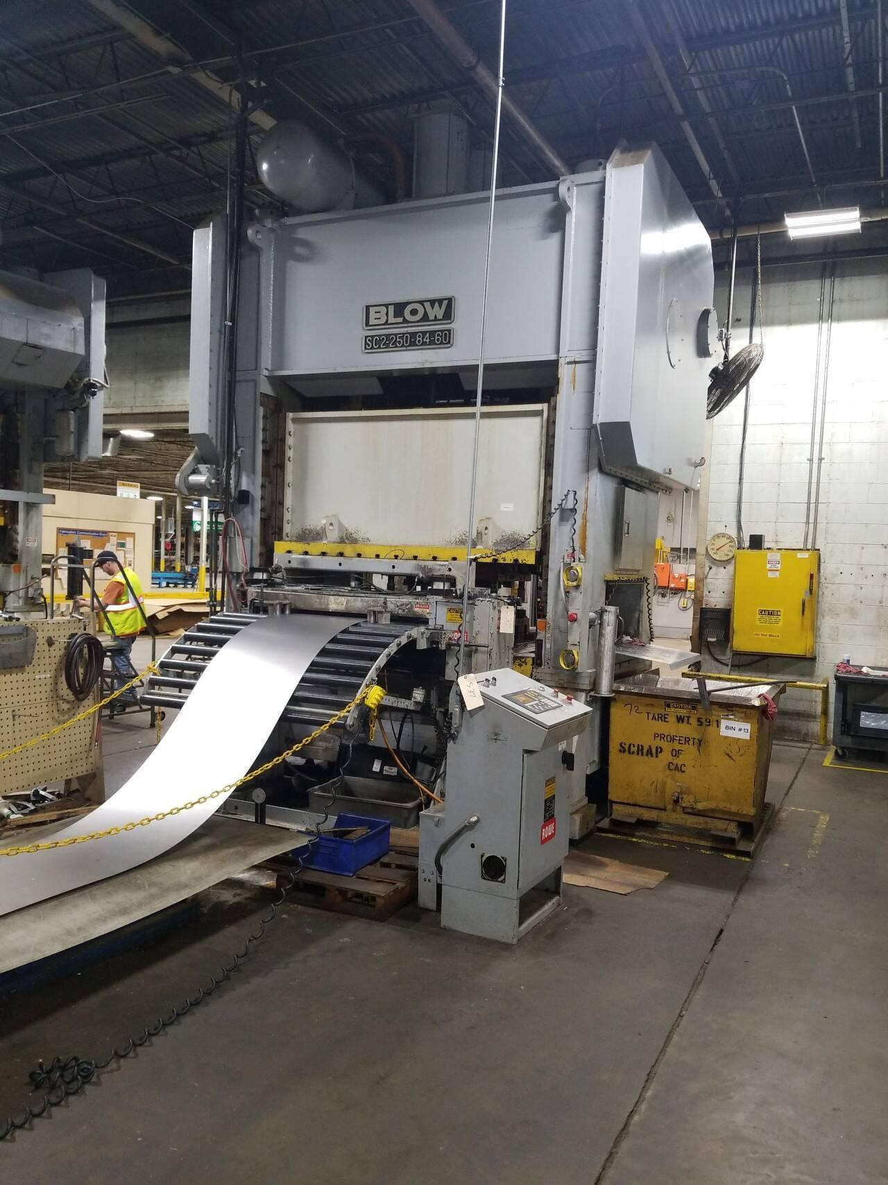 250 ton Blow SC2-250-84-60 Straight Side Mechanical Press
