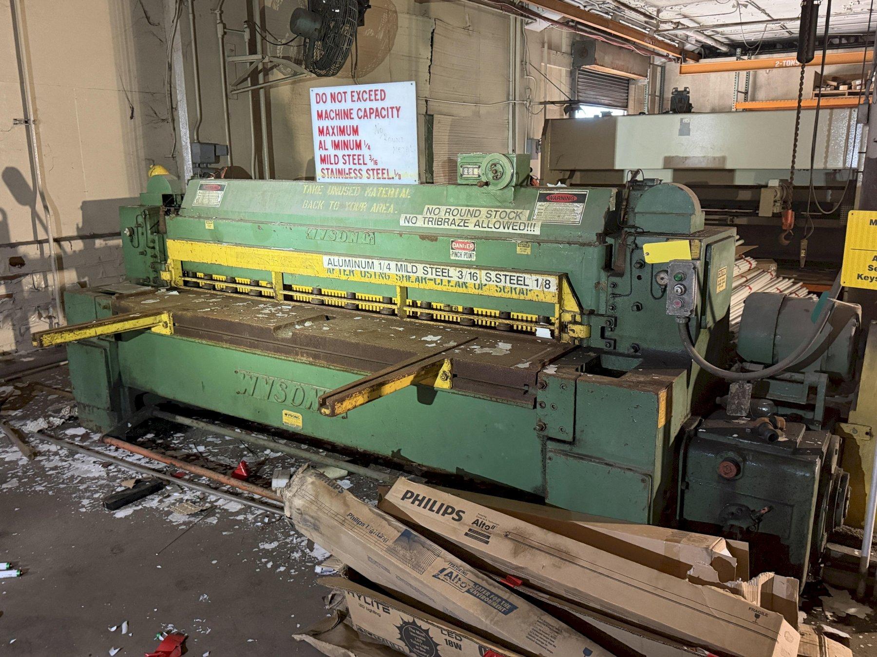 8' X 3/16" WYSONG MODEL #796 MECHANICAL POWER SQUARING SHEAR : YOBRO 26528