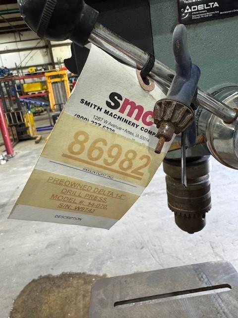 1 - PREOWNED DELTA 14" DRILL PRESS, MODEL #: 14-070, S/N: W9743