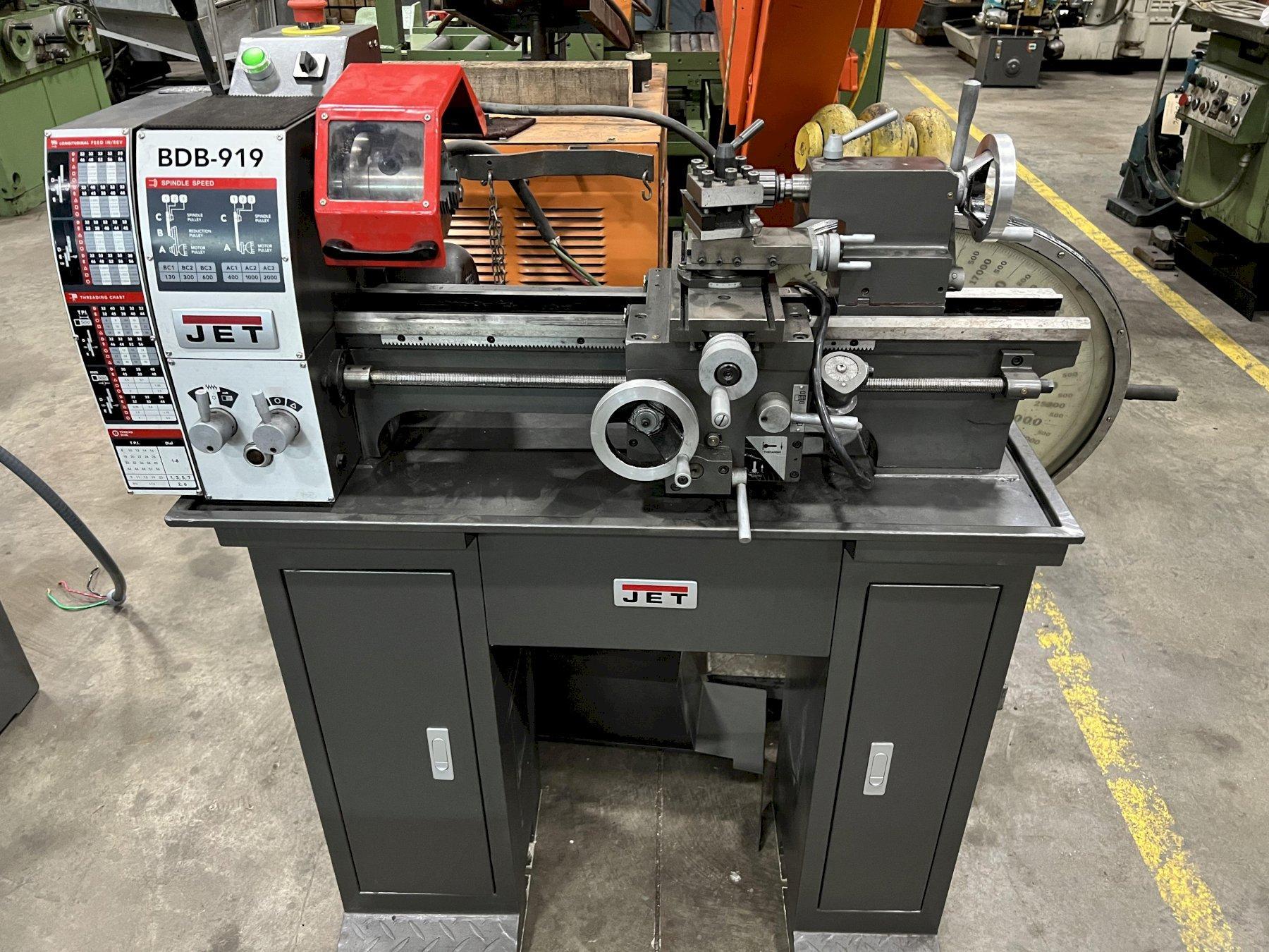 9" x 19" JET BENCH LATHE, MODEL BDB-919 WITH STAND, SINGLE PHASE 110V