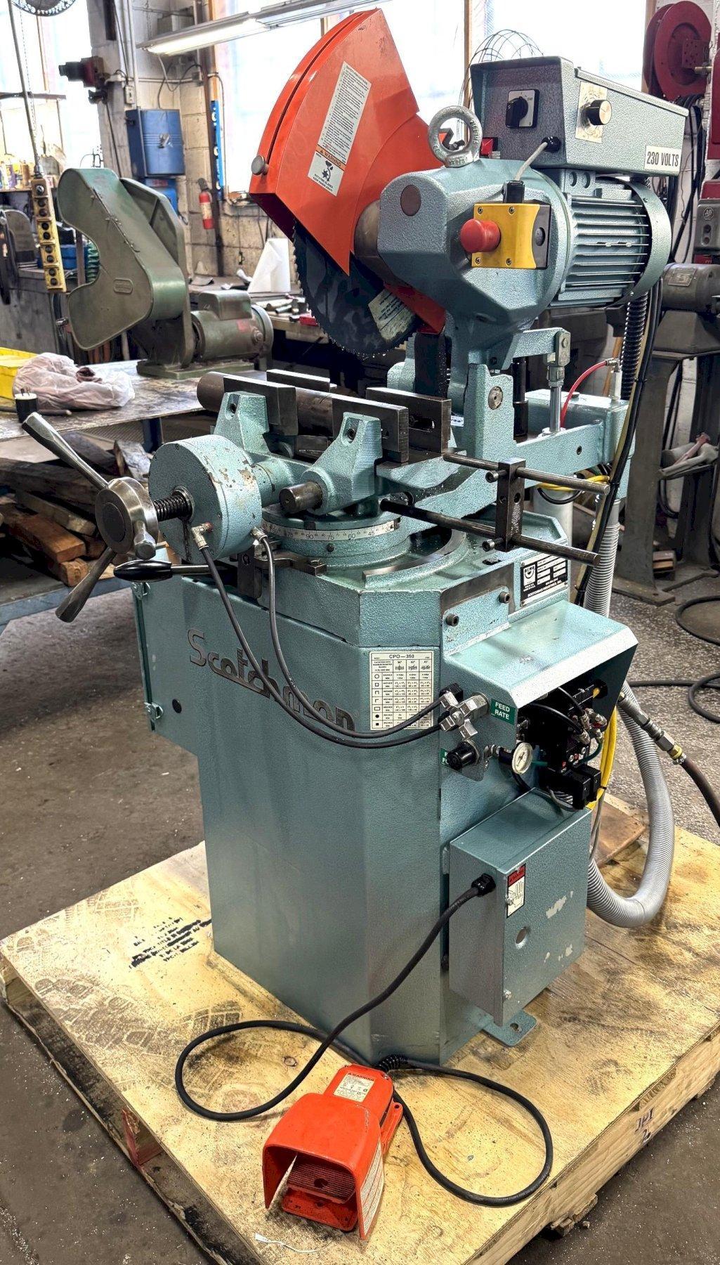 14" Scotchman Cold Saw CPO VS-350LT/PK/PD, Miter, V-Speed, 2" Solids, 4" Tube, Power Downfeed, Air Vise, 5 HP