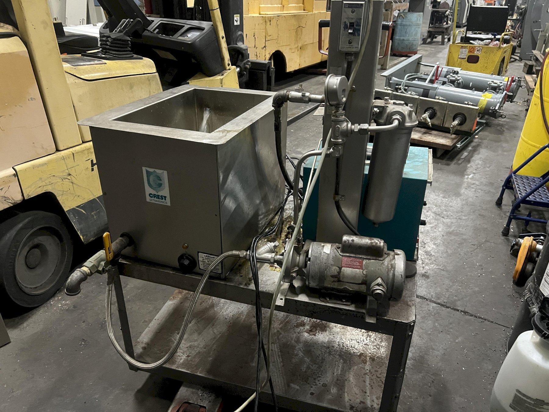 CREST 12 X 18 X 12 TANK, 2-GENESIS 4G-500-6 GENERATORS, 500 WATTS, 40 KHZ, RECIRCULATING FILTER SYSTEM, MODEL 4HT-1218-12ST