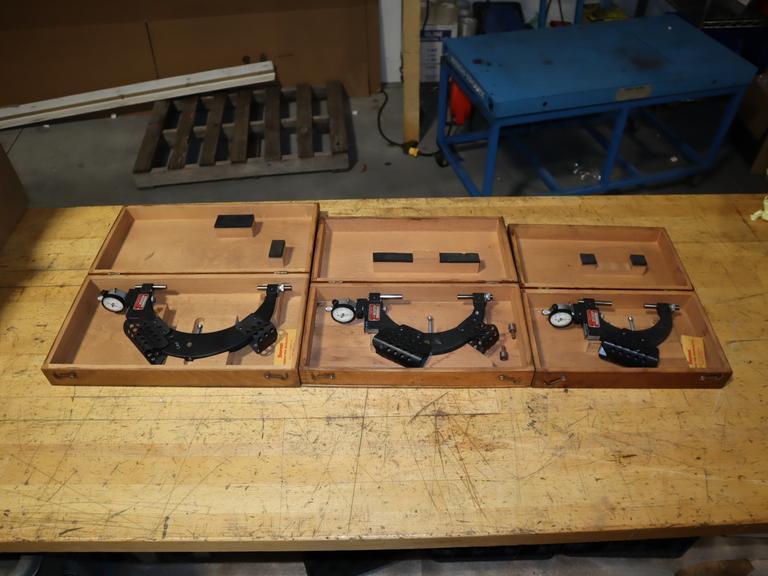 Starrett 1150 Dial Indicator Snap Gages .0001" (3) - 2"-4", 4"-6", 6"-8" In Case- Auction Item