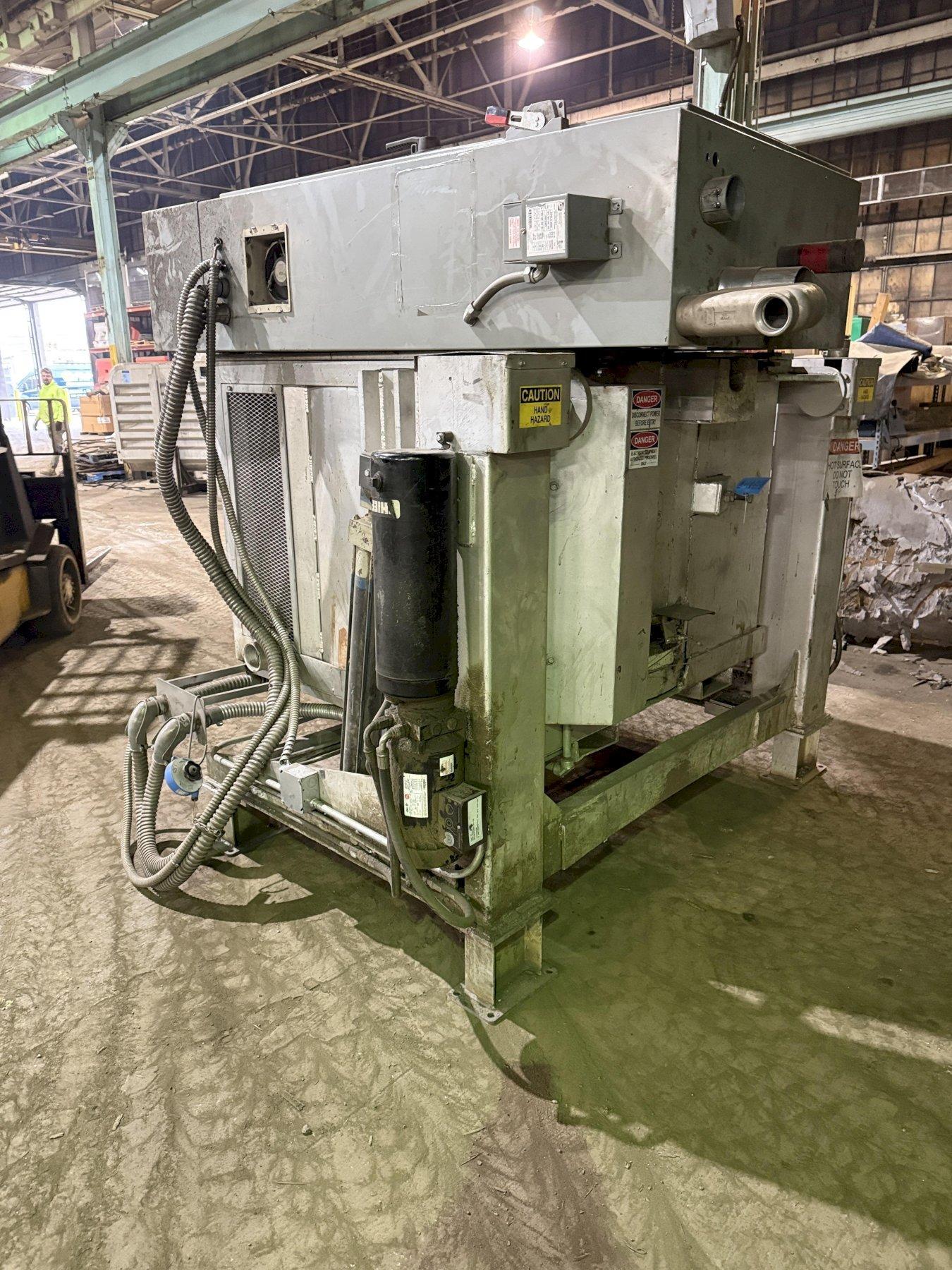 2014 Schaefer 1000# electric motorized nose pour furnace s/n 001-1213-0280 rated at 85kw with controls