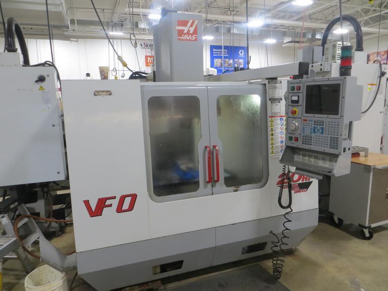 Haas VF-0 CNC Vertical Machining Center, Haas 32-Bit CNC Control, 4th Axis Drive, 20-Station Tool Changer, Programmable Coolant, Remote Jog Handle, Chip Auger - Auction Item