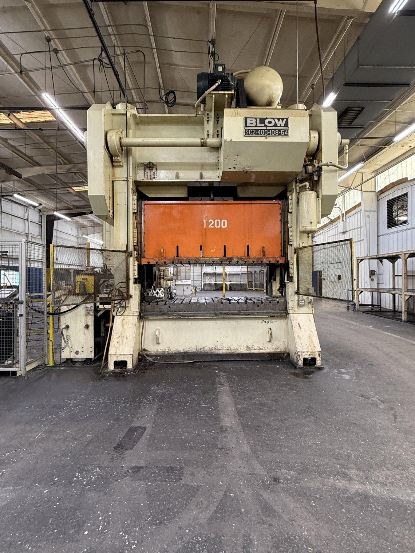 400-ton Blow SC2-400-108-54 Straight Side Mechanical Stamping Press For Sale, Year 2001