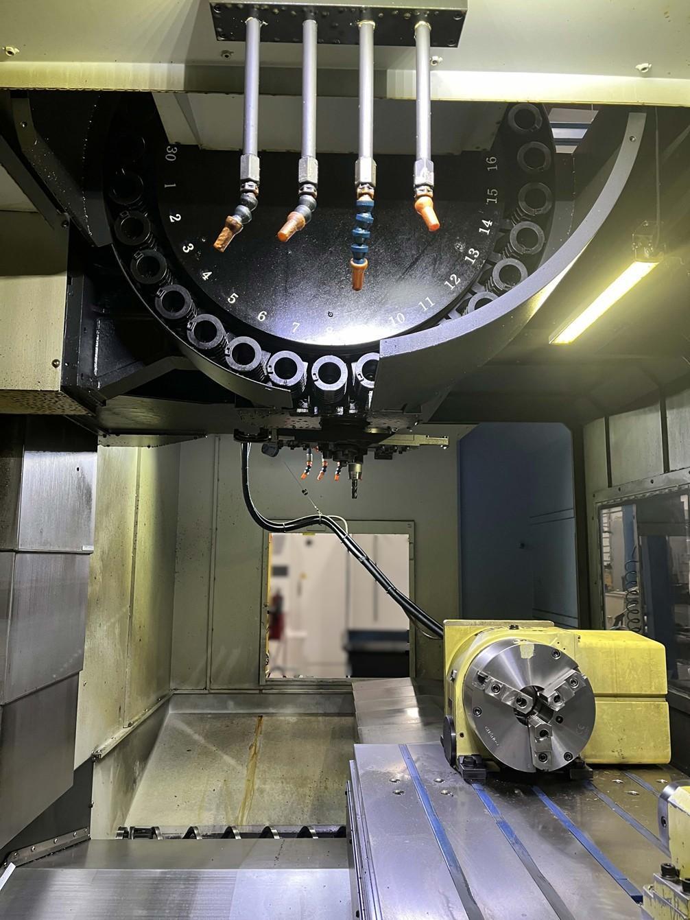 Doosan DNM750-II Vertical Machining Center w/ Fanuc I Series Plus Control, Lyndex Nikken CNC260LFA-M Rotary Table w/ Tailstock, LNS Turbo Magnetic Chip Conveyor, Through Spindle Coolant (290 PSI), Royal Filter Master FX1200 Mist Collector, Hydcool Chiller, OMI-2T Renishaw Auto-Work Piece Measurement, Renishaw Probe, Doosan Tool Load Monitoring, AI Contour Control (AICC) 200 Blocks, Embedded Ethernet, Transformer