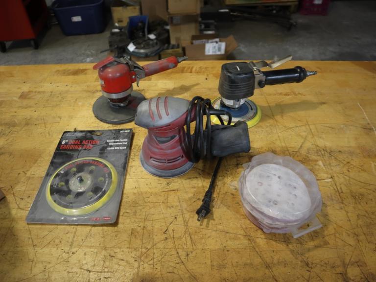 Pneumatic and Electric Random Orbital Sanders with Pads- Auction Item