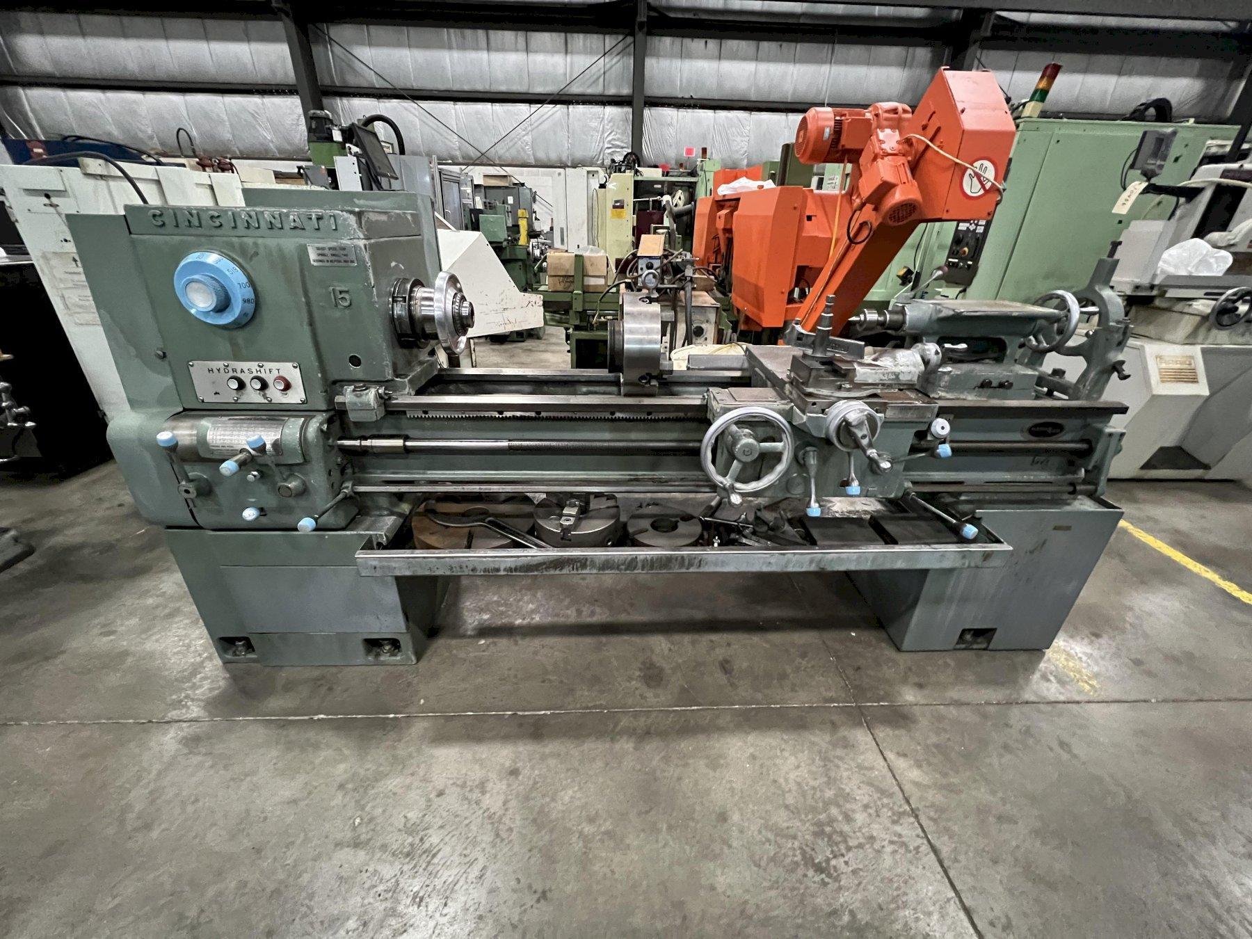15" x 42" CINCINNATI ENGINE LATHE, MODEL 15 TYPE 914, JACOBS CHUCK, STEADY, TAILSTOCK