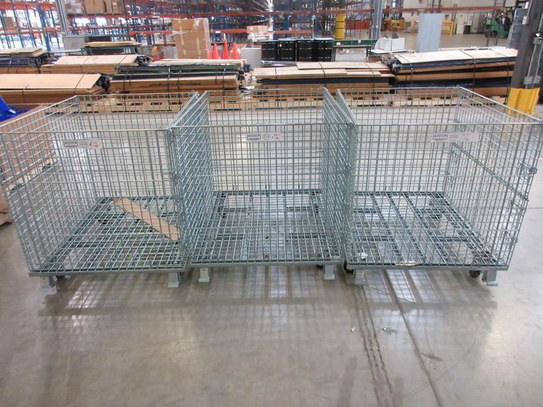 Uline H-1734, (3) Collapsible Wire Container with Casters - 48" x 40" x 43-1/2", 4000 Static Load Capacity- Auction Item