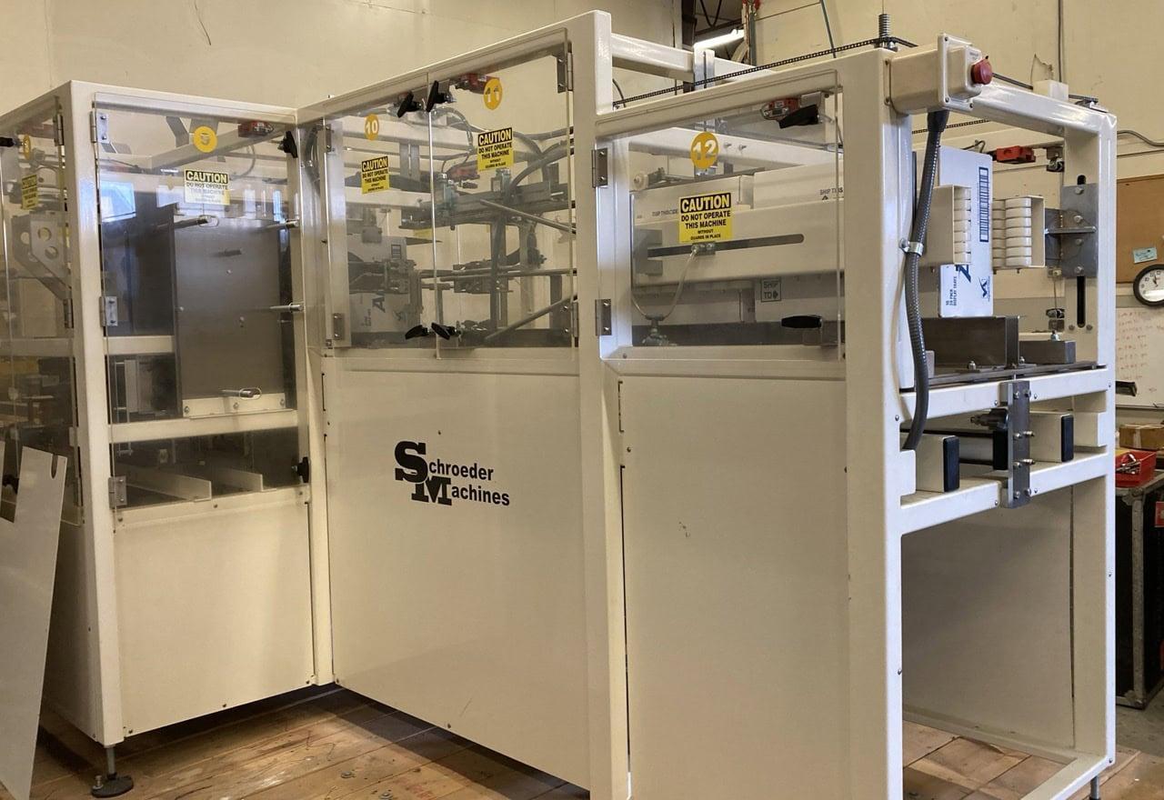 Schroeder Quadnumatic 2600 Series Automatic Case Packer w/ Nordson 2302 Hot Melt Glue System, 2005 – 12 CPM