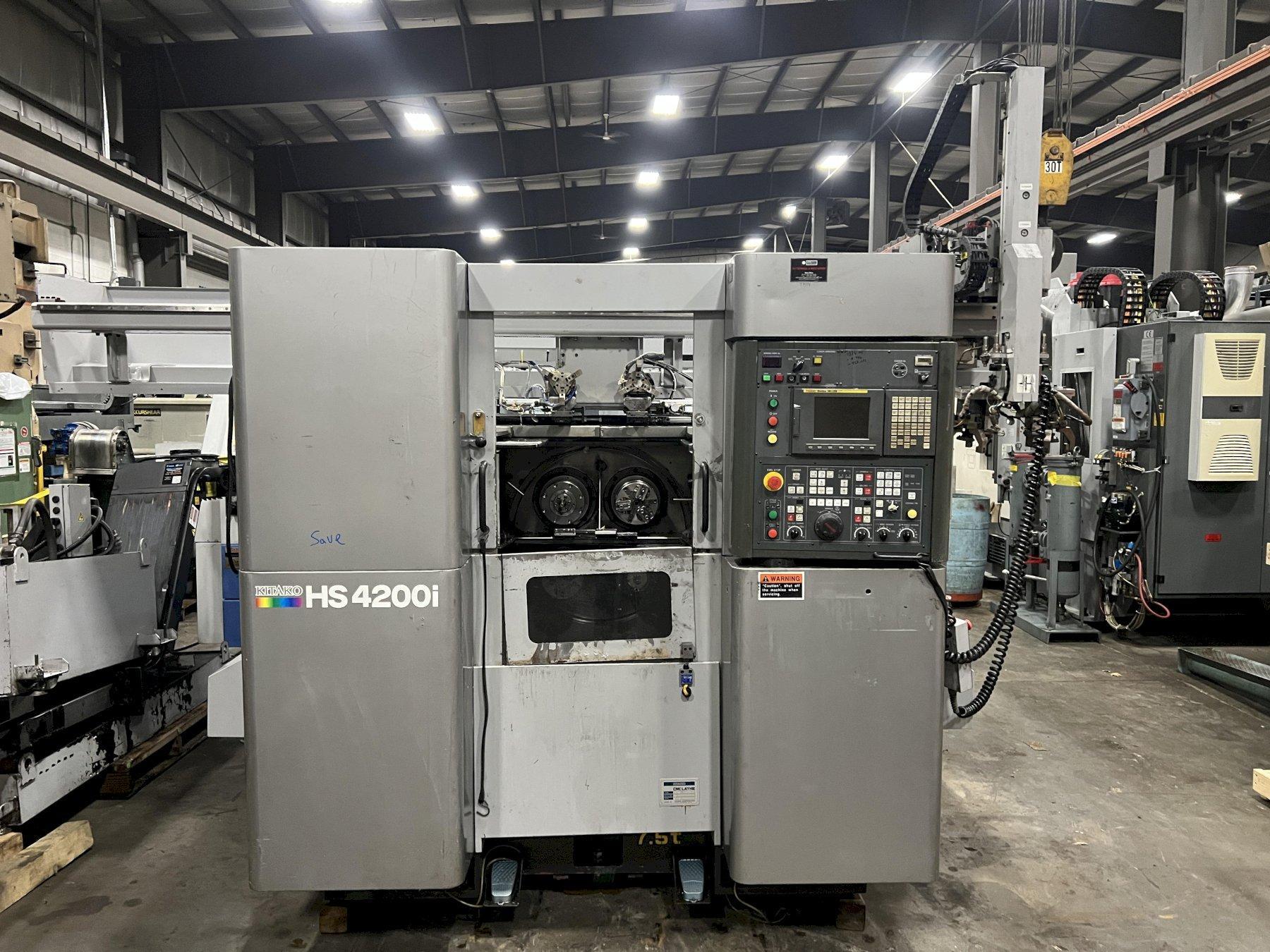 KITAKO CNC 4 SPINDLE CNC HORIZONTAL LATHE, MODLE HS4200i, GANTRY LOADER, FANUC 18i-TB CONTROL, 2008