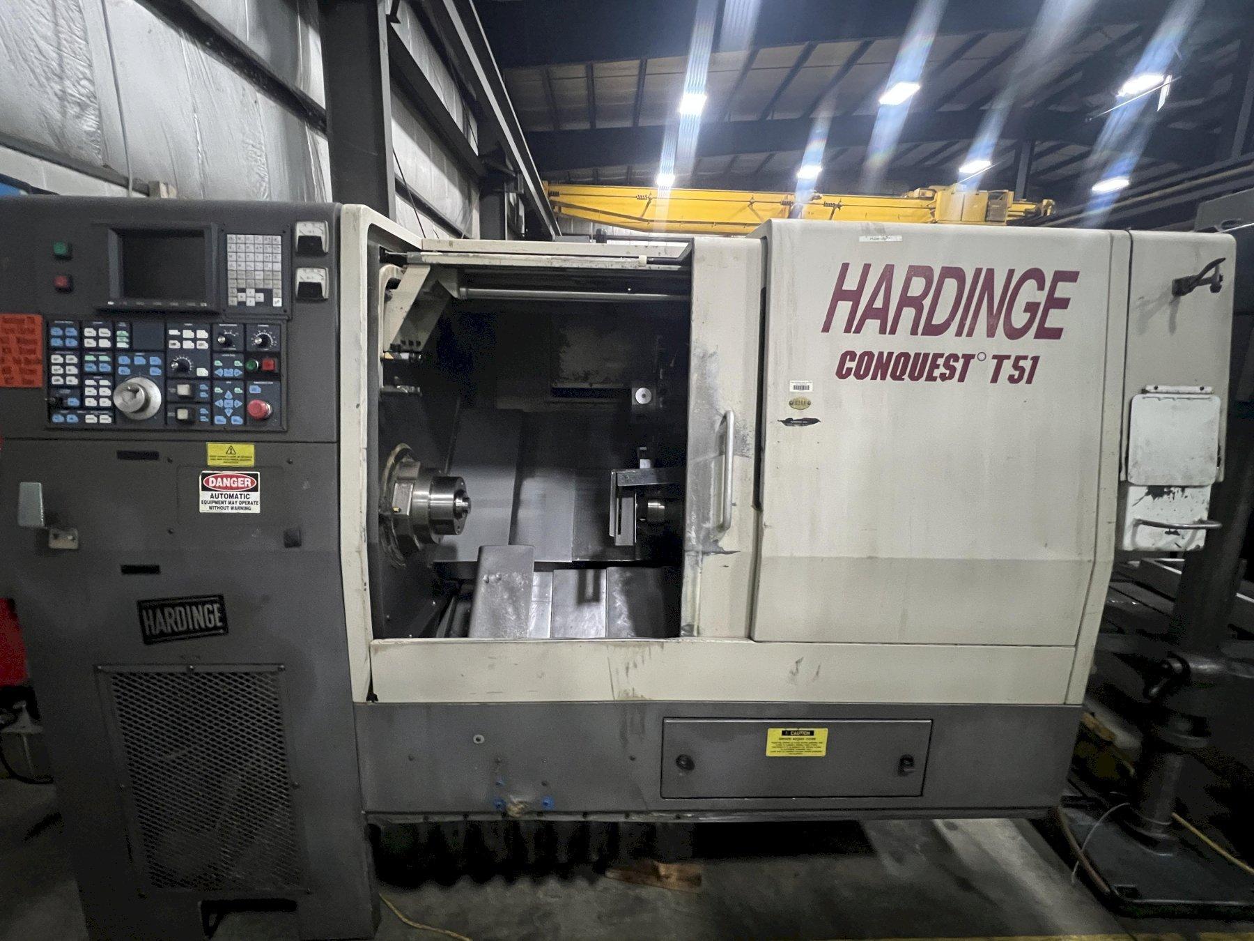 HARDINGE CNC LATHE, MODEL CONQUEST 51, CS-51, LIVE MILLING, SUB SPINDLE, FANUC 18-T