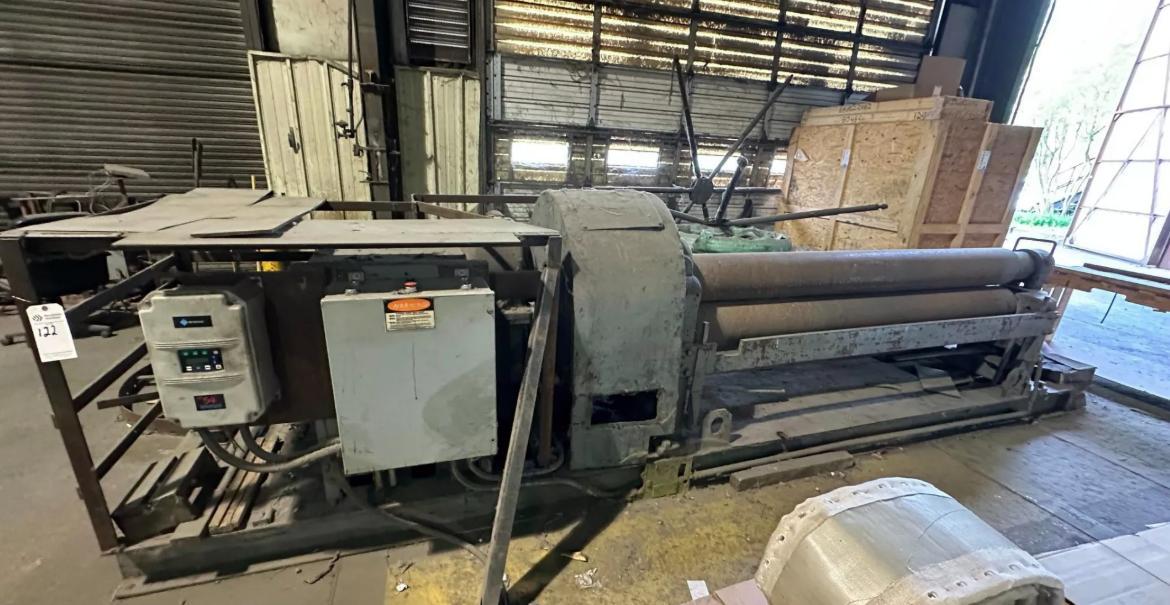 8' X 1/4" BERTSCH 3-ROLL PINCH PLATE BENDING MACHINE. STOCK # 0537426
