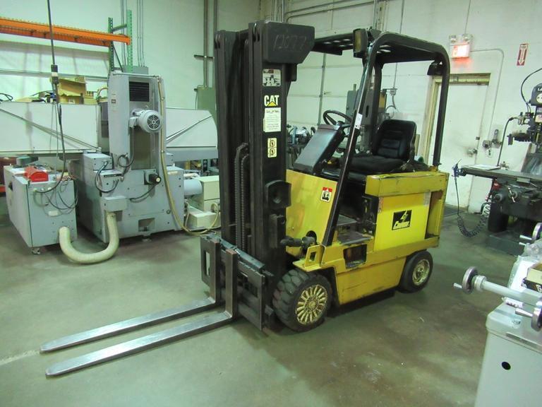 Caterpillar M50D-SA 5000 LBS Electric Forklift with Charger, Triple Mast, Cushion Tires, Side Shift, 48" Forks- Auction Item