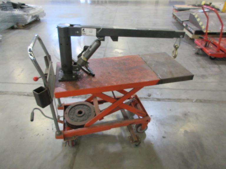 Die Cart, Foot Acuated with 1/2" Ton Adjustable Arm Crane- Auction Item