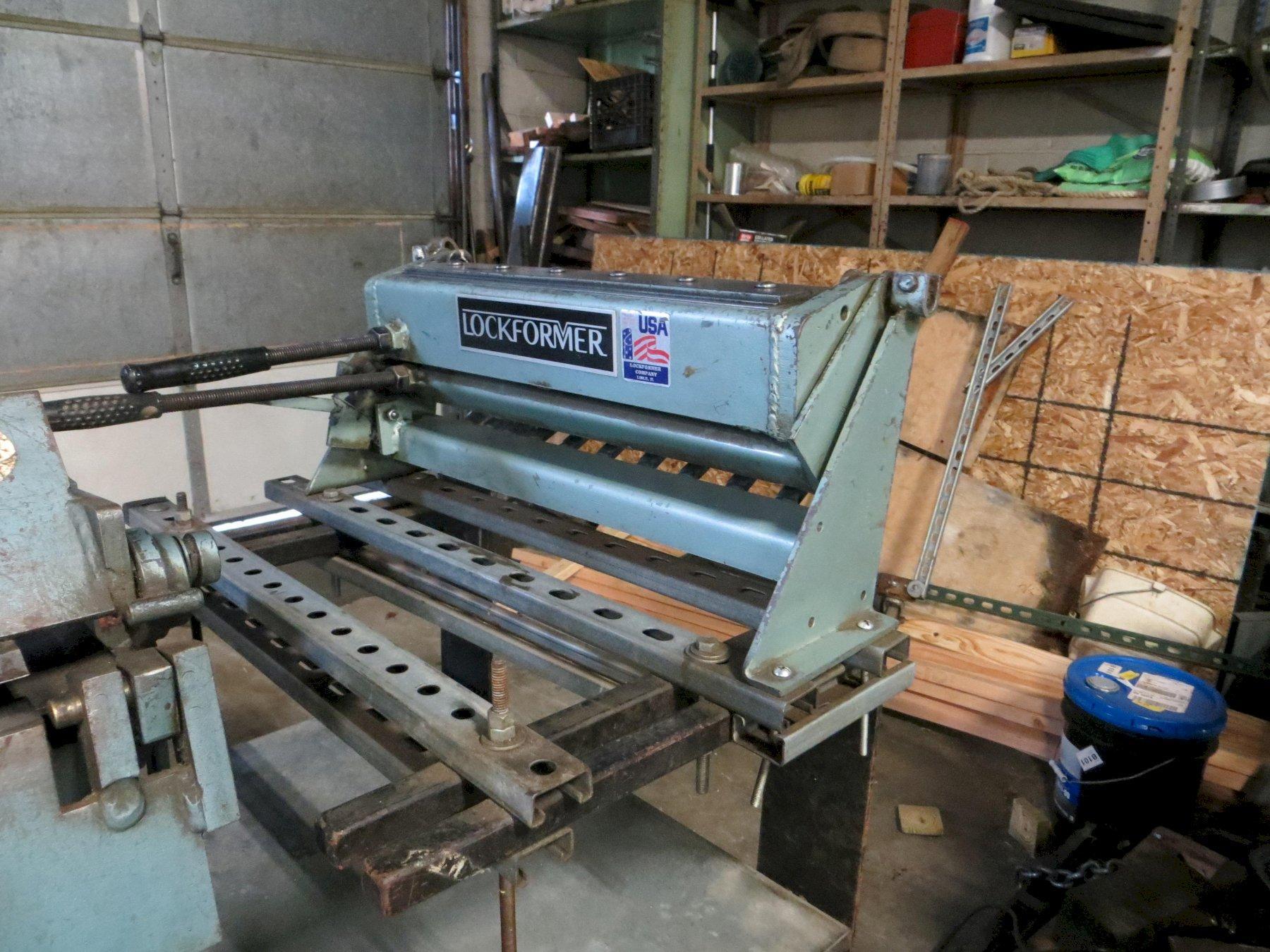 22 Ga. x 4 ft Roper Whitney Connecticut Bench Brake and 18" Lockformer Manual Cleatbender - Steel Stand made by previous Owner