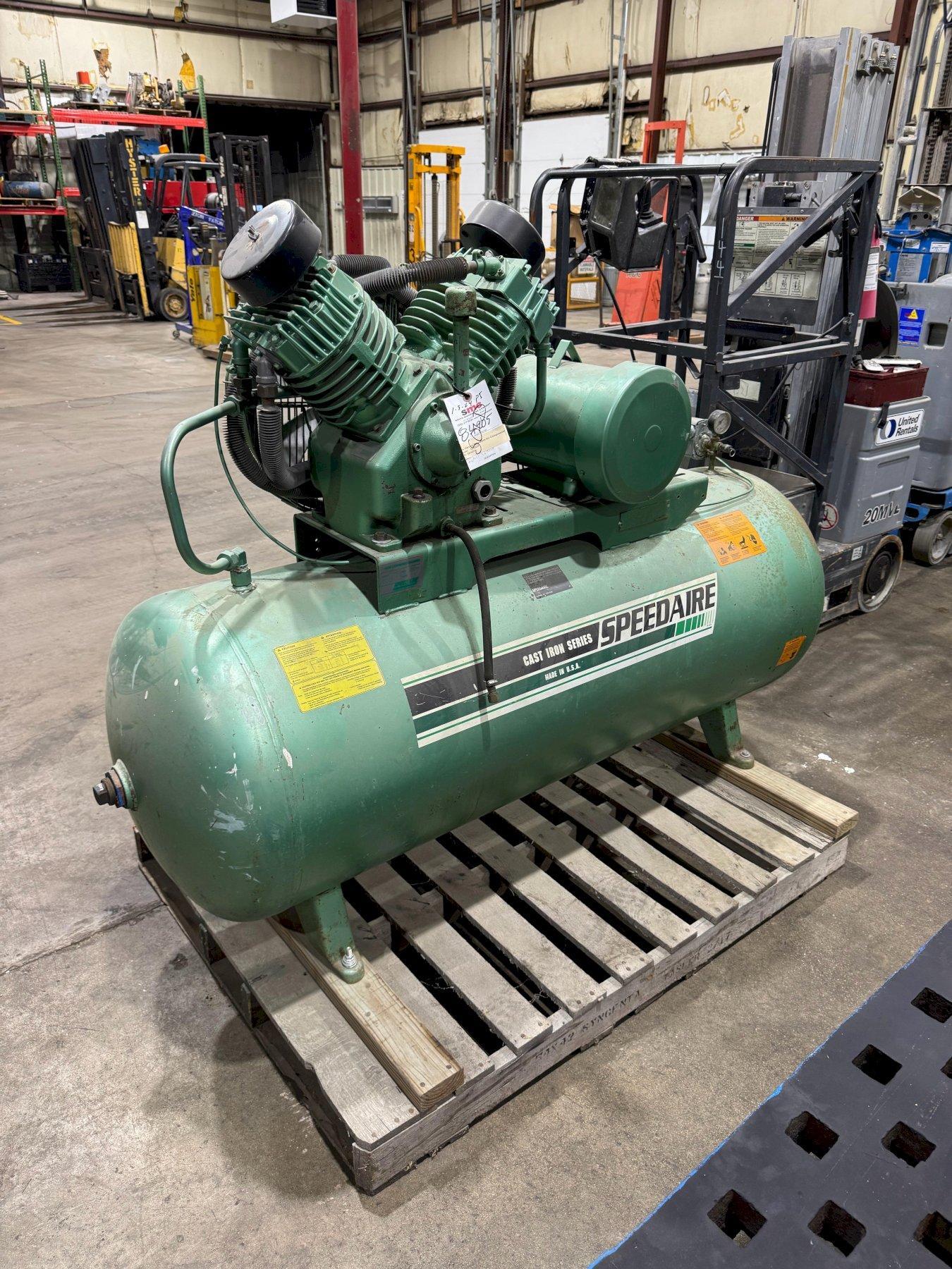 1 - PREOWNED SPEEDAIRE AIR COMPRESSOR, MODEL #: 5Z402A