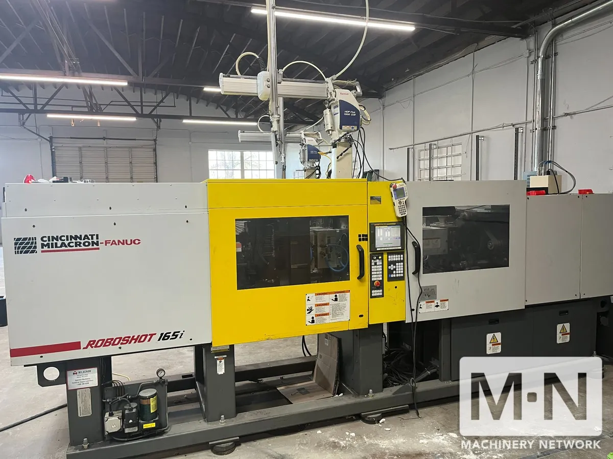 165 TON 8.8 OZ CINCINNATI ROBOSHOT MODEL R165 ELECTRIC INJECTION MOLDING MACHINE MFG 1999