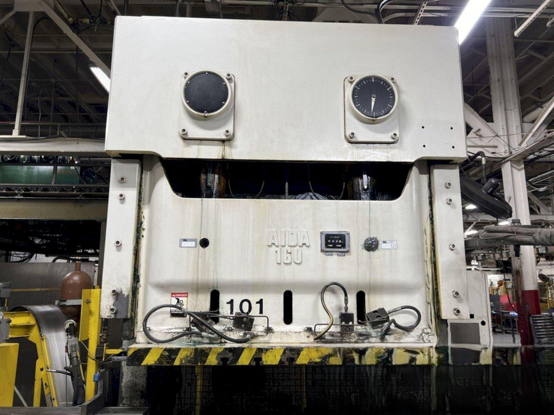 160 ton Aida (Metric) Used Metal Stamping Press Model# NC2-160 (1) Double Crank Gap Press For Sale, Year 1995