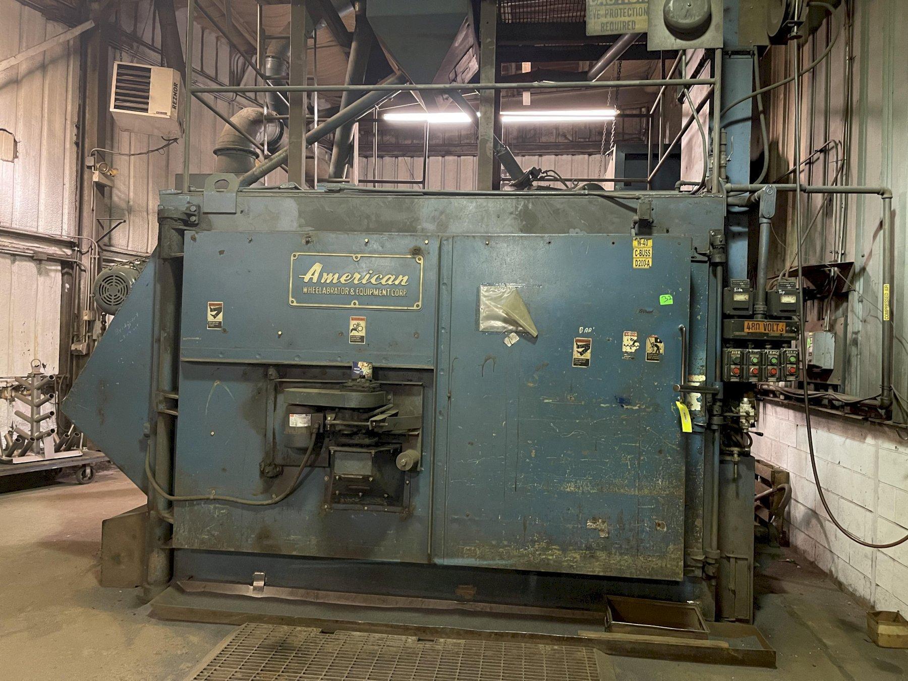 96" WHEELABRATOR "SWINGTABLE" ROTARY TABLE 2 WHEEL SHOT BLAST MACHINE. STOCK # 0102022