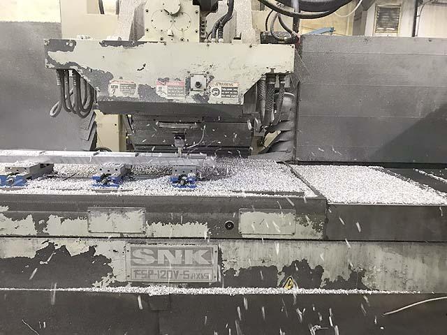 SNK FSP-120V 5-Axis Profiler, Fanuc 16M CNC, 125" x 48" Table, X=120",Y=50", Z=24", A&B Tilt Swivel Spindle, 50-Taper, 10000 RPM, 24 Station Tool Changer, 1999.