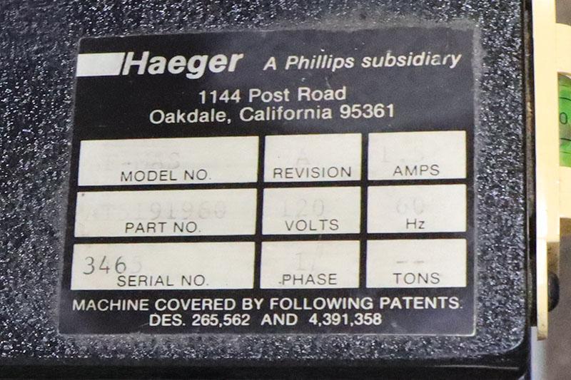 HAEGER MODEL 824-MODEL 824 HARDWARE INSERTION PRESS