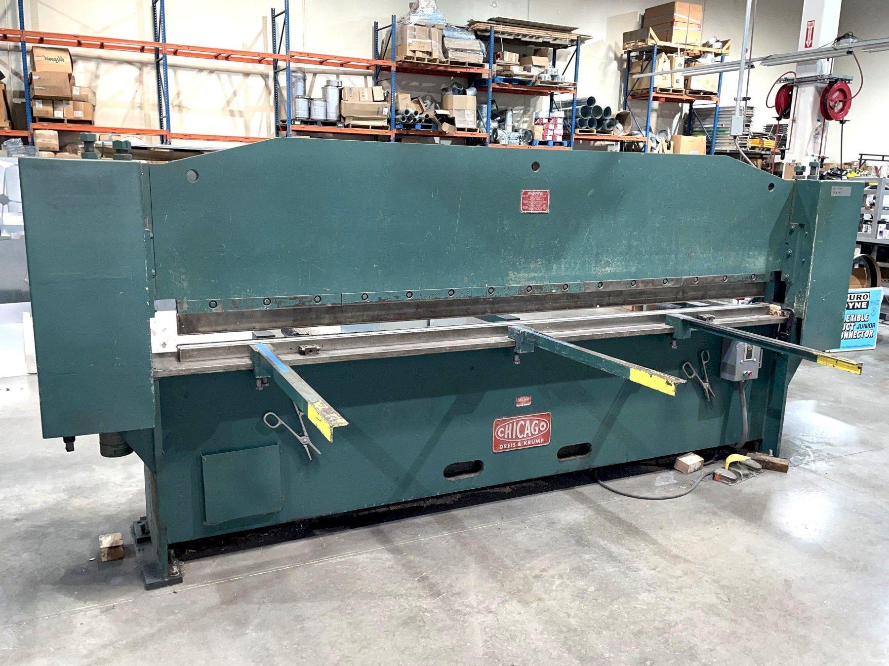 Chicago Dreis & Krump 10' x 16 Gauge Hydraulic Press Brake
