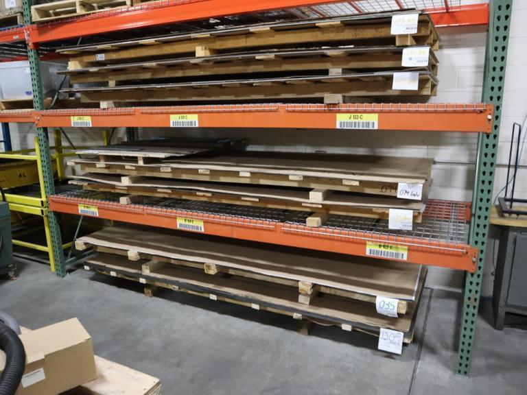 Assorted Flat Stock Sheet Metal Various Types and Thickness 48" x 120 Nominal Size and Pieces,  ** Racking Not Included**- Auction Item