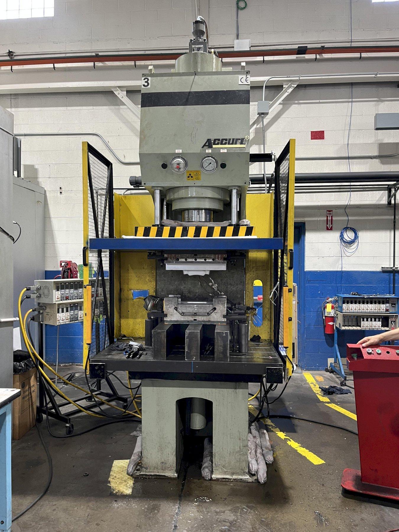 176 Ton Accurl Hydraulic C-Frame downacting Gap frame Press with 4 post guided press.(2014) with bottom cusion