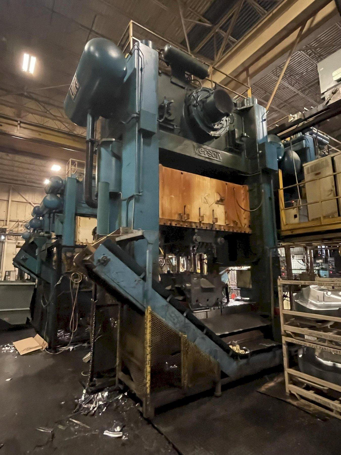 1000 ton Verson S4-1000-120-72t Used Straight Side Mechanical Metal Stamping Press For Sale, (3) available
