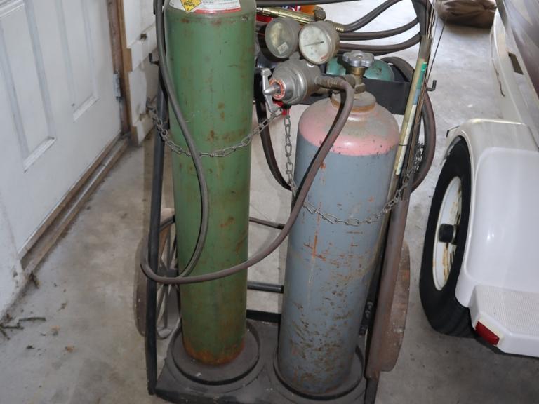 Oxy Acetylene with Cart Regulator, Hoses, Note: Tanks Not Included- Auction Item