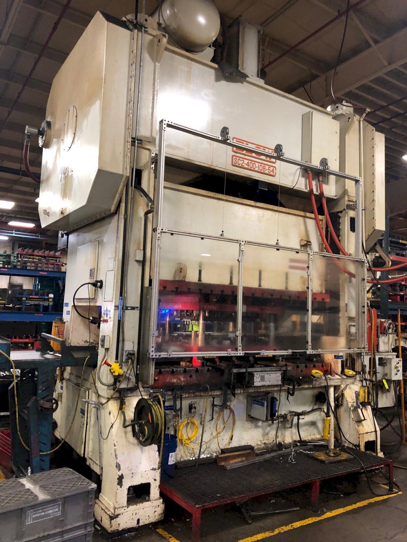 400 ton Blow SC2-400-108-54 Straight Side Mechanical Metal Stamping Press, New 1997 - Rebuilt!