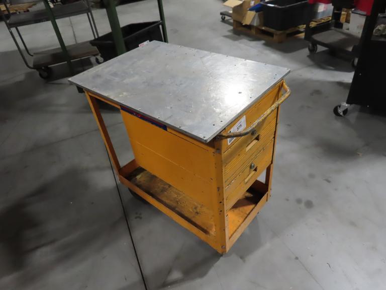 2-Drawer Cart and Contents with 20" x 30" Aluminum Top- Auction Item