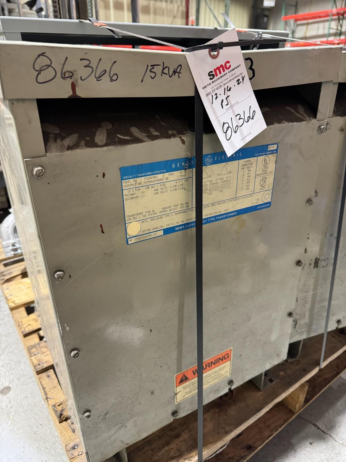 1 - PREOWNED GENERAL ELECTRIC 15 KVA TRANSFORMER, MODEL #: 9T23B3881